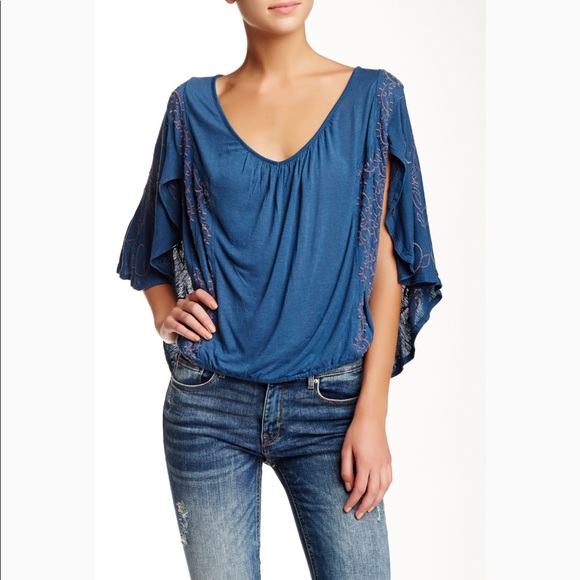 Free People New World Jersey Sevilla Blouse Sz XS - Picture 3 of 6
